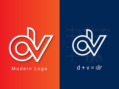 DV Letter Modern Minimalist Logo Design brand design branding design graphicdesign icon logo logo design logo maker logodesign minimal modern