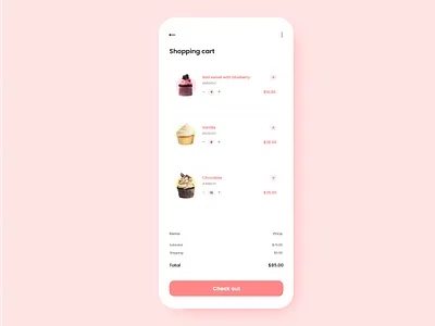 #DailyUI #058 - Shopping cart 058 adobe xd basket cart cupcake daily ui dailyui design desserts pink pink ui shopping shopping app shopping basket shopping cart sweet ui ux