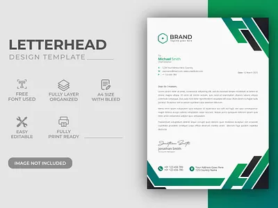 Creative Modern Green Color Corporate Business Letterhead Design identity