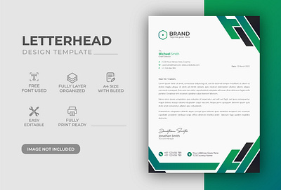 Creative Modern Green Color Corporate Business Letterhead Design identity