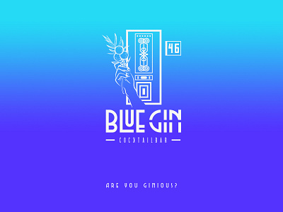 Blue Gin cocktail bar Logo art branding design designer logo logodesign logotype typography vector