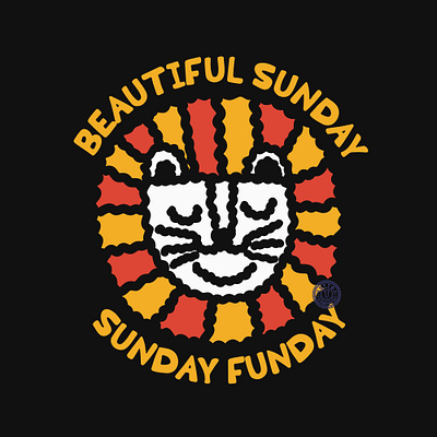 beautiful sunday availabledesign badgedesign cat designforsale illustration logoforsale tshirtdesign vintage badge vintage design vintage illustration vintage logo
