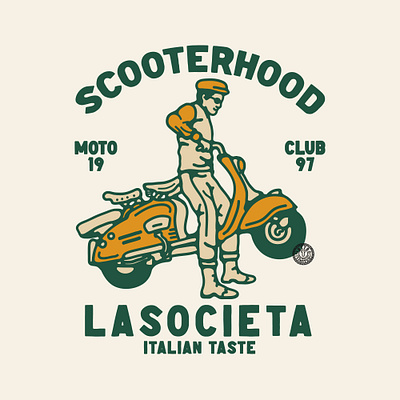 scooterhood availabledesign badgedesign designforsale illustration piaggio scooter tshirtdesign vintage badge vintage design vintage illustration vintage logo