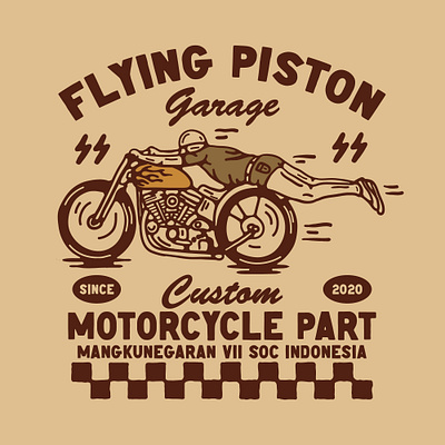 Flying piston availabledesign badgedesign designforsale illustration logoforsale moto tshirtdesign vintage badge vintage design vintage illustration vintage motorcycle