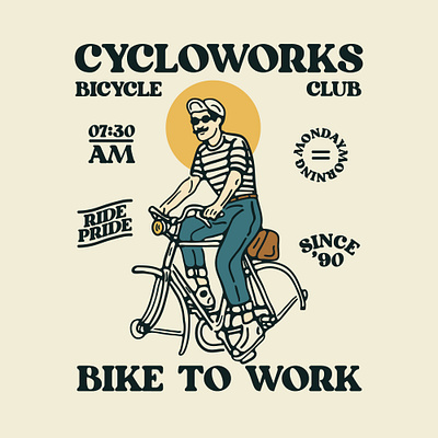 Cycloworks availabledesign badgedesign bicycle bicycles designforsale illustration logoforsale tshirtdesign vintage badge vintage bicycle vintage design vintage illustration