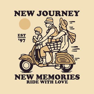 New journey new memories availabledesign badgedesign designforsale illustration motorcycle piaggio scooter scooters tshirtdesign vintage badge vintage design vintage illustration