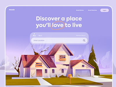 Housia | Property Finder Landing Page booking find home housing landingpage properties property real estate real estate logo realestate rent ui trend ui trends ux ui uxui