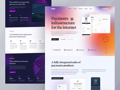 Stripe I Visual Redesign I Ofspace finance finance app fintech fintech app fintech branding landing page ofspace payment payment app redesign stripe trendy design ui user experience user interface design ux web design website design