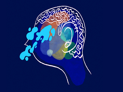 Mixed Feelings blue character crying feelings head illustration orange portrait tears yellow