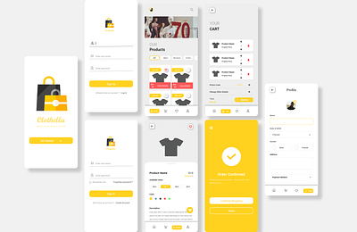 Clothella app design icon typography ui ux