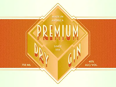 Premium Gin art deco design gradient liquor packaging vintage