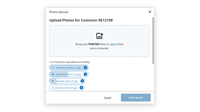 Upload Photos card drag and drop image images photos progress ui upload upload file uploader uploading ux web app