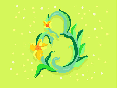 Illustration with narcisusses cartoon flat illustration minimal vector