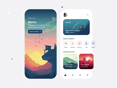 Retree Mobile App Concept app clean deisgn illustration minimal mobile modern travel ui ux