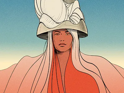 Woman colorful hair sci fi woman