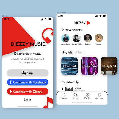 Djezzy Music App algeria branding dark ui design djezzy dz egypt figma minimal music spotify ui ui ux user interface ux website