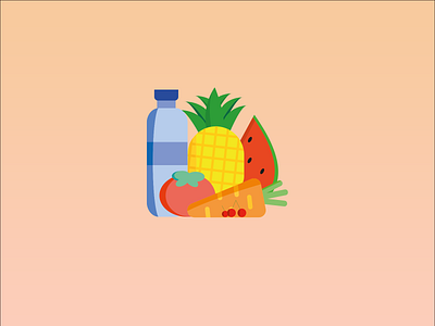 Healthy eating is the basis of life:) bottle carrot cherries dailyui design illustration pineapple tomatoes ui ux vector water watermelon