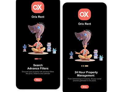 Orix Rent app design screen ui