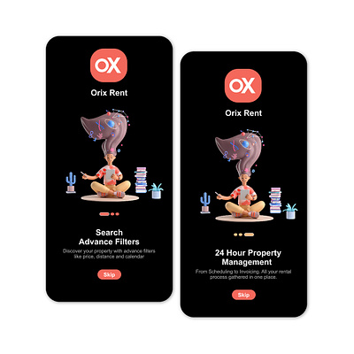 Orix Rent app design screen ui
