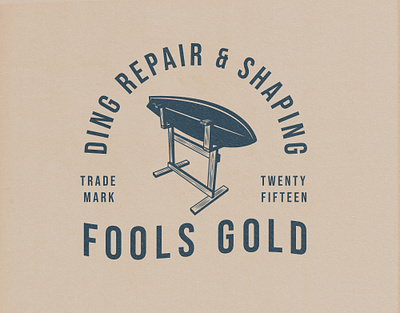 Fools Gold Surfboard Repair Shop branding illustration logo surfing