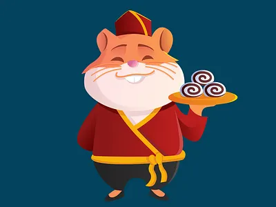 hamster cute mascot designs cartoon charachter chinese cute cute animal food fun hamster illustration logo mantou mascot vector
