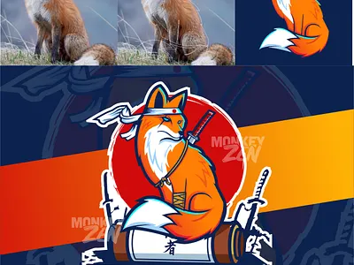 fox japan mascot ninja esport logo design charachter e sport esport game gamer logo mascot sport twitch vector