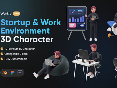 Workly - Startup & Work 3D Character