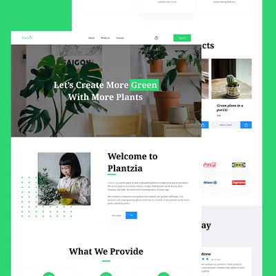 Plantzia design green web design web ui