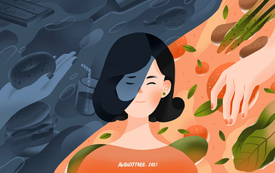 food and emotions character color design flat food fruit illustration ipadpro orange procreate