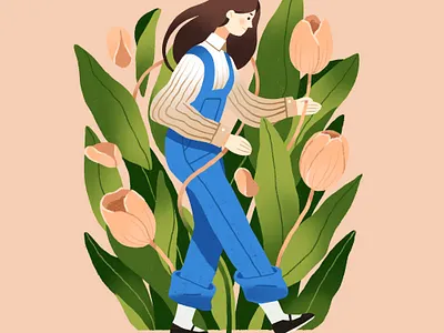 tulip character design flat flower green illustration ipadpro procreate tulip