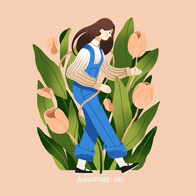 tulip character design flat flower green illustration ipadpro procreate tulip