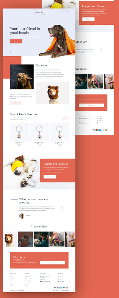 Pet service bootstrap4 design pet care photoshop typography ui vector web