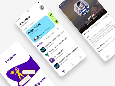 FunLearn Learning App animation branding dribbble best shot icon mobile app mobile apps popular popular design popular shot profile recent retro typography ui ux