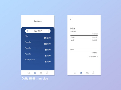 Daily UI 46/100 - Invoice app dailyui dailyuichallenge design digital flat invoice design invoices mobile ui ux web website