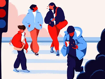 illustration/daily 2d boy color palette daily digital illustration flat illustration girl illustration street