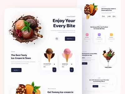 Ice.loo Ice-Cream Landing Page branding design food fooddelivery icecream icecreamlandingpage illustration landing page design minimal modern design ui webdesign