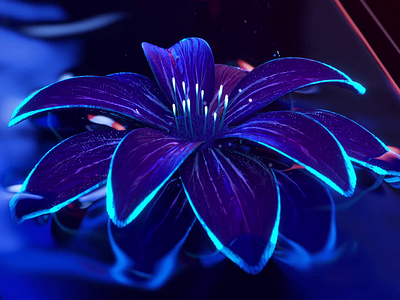 Flower art intro for Natural AI 3d animation art branding cgi dark flower flower illustration flower logo flowers grops intro loading logo motion natural neon neon lights splash ui