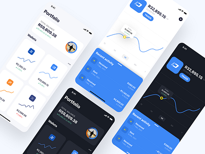 Crypto Wallet App Concept crypto crypto wallet dark mode dashboard graph light mode mobile overview summary trade ui ui design ux wallet