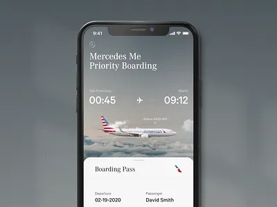 Mercedes Ecosystem — Priority Boarding automotive boarding pass design digital interface layout luxury mercedes mobile ui travel ux