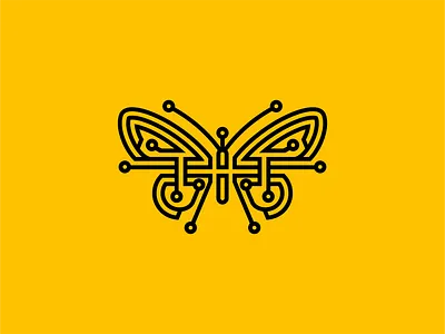 Tech Butterfly Logo animal branding butterfly clean design flat geometric graphic line art lines logo mark premium sale tech technology unique vector