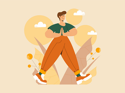 Mindful Walking awareness balance boy breathe calm flat harmony healthy illustration lifestyle meditation mental health mindfulness namaste people illustration practice relax stress management walking wellness