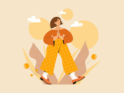 Mindful Walking awareness balance calm flat girl harmony healthy illustration lifestyle meditation mental health mindfulness namaste peaceful people illustration practice relax stress management walking woman