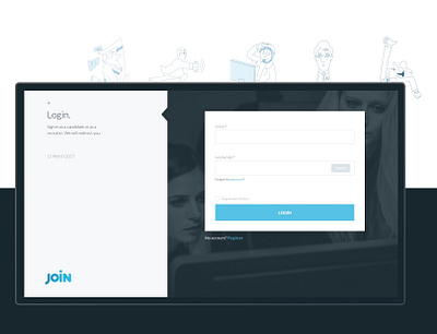 Old login screen of join.com blue company design ui ux web