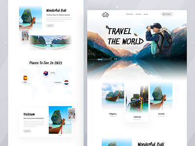 Wanderly - Traveler Personal Website Template agency website design landingpage product tourism tourist travel travel agency travel agency website travel blog travel blogger travel booking ui ux