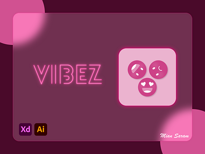 Icon Design (iOS Application) adobexd app app store icon brand glass effect icon illustrator ios app design logo logo design mood tracker neon font neon sign shadows smiley vibes