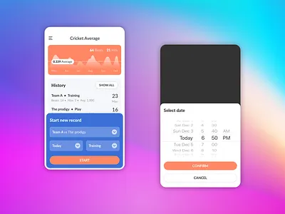 Cricket Average application app average cricket flat mobile app design sport ui user interface
