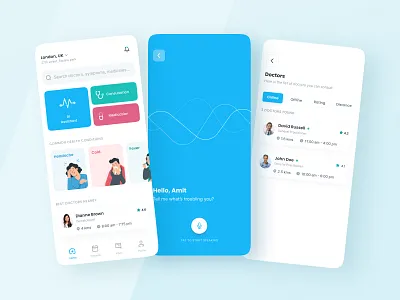 Health Care App agency clean consultation design doctor doctor appointment health healthcare hospital medical app medicine mobile app mobile design offline online patient ui ux voice assistant
