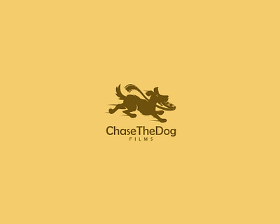 Chase The Dog Films cartoon chase dog films fun illustration logo modern movie production reel run