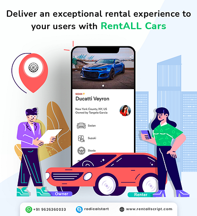 RentALL Cars app branding carrentalscript design illustration