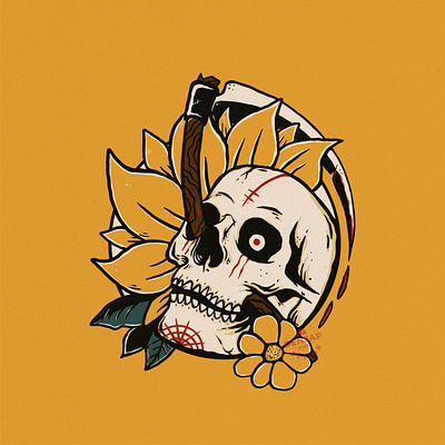 skull flower badge design badge logo badgedesign hand drawn illustration logo illustration skull art tattoo design traditional tattoo tshirt tshirt design